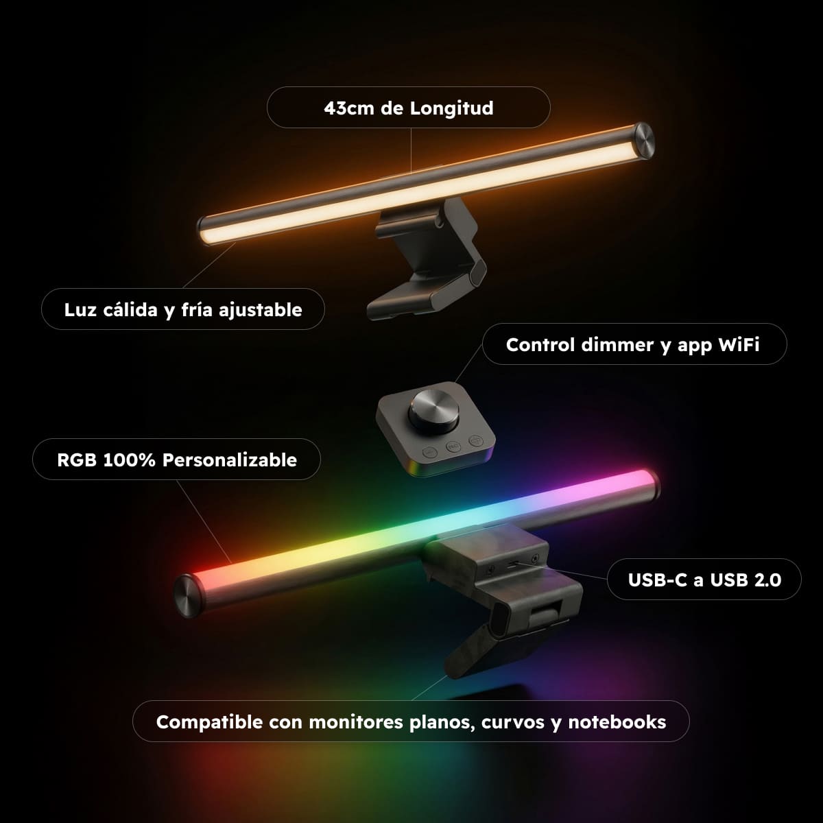 Striva Light Bar – Barra de Luz LED para Monitor con Dimmer